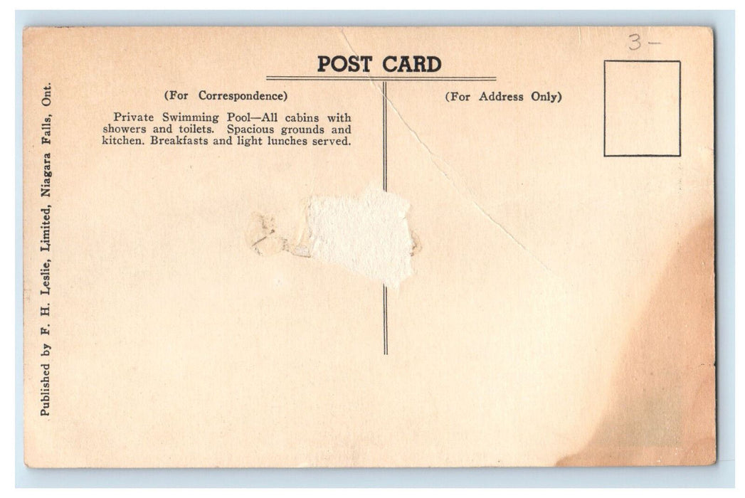 c1940's Fischer's Cherry Grove Cabins Stamford Ontario Canada Postcard