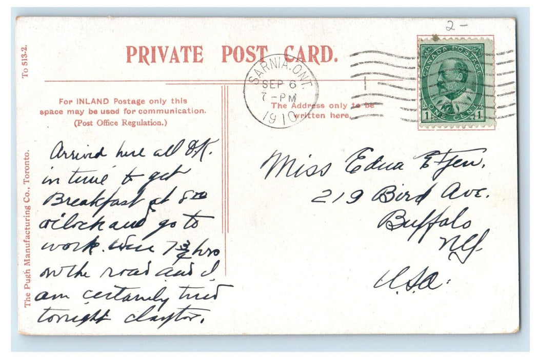 1910 Train Railway, St. Clair Tunnel Sarnia Ontario Canada Antique Postcard