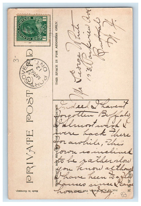 1912 Boat Scene, Harbor Port Dover Ontario Canada EP Waddle Postcard
