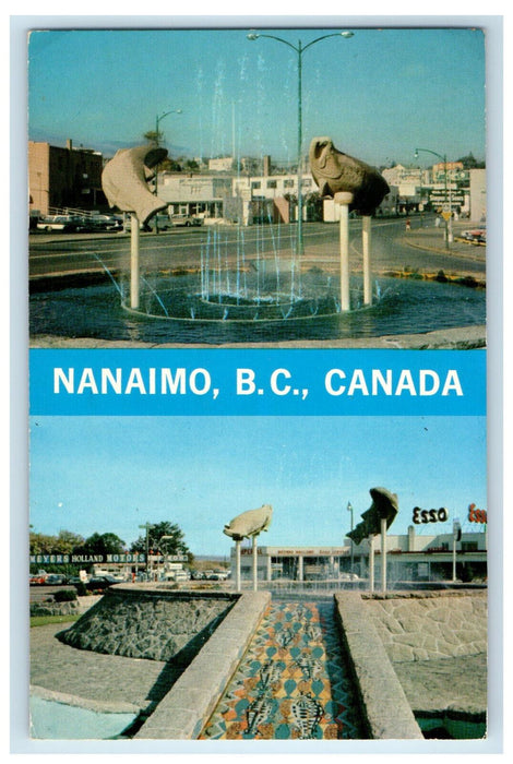 1966 Centennial Fountain Multiview Nanaimo British Columbia Canada Postcard