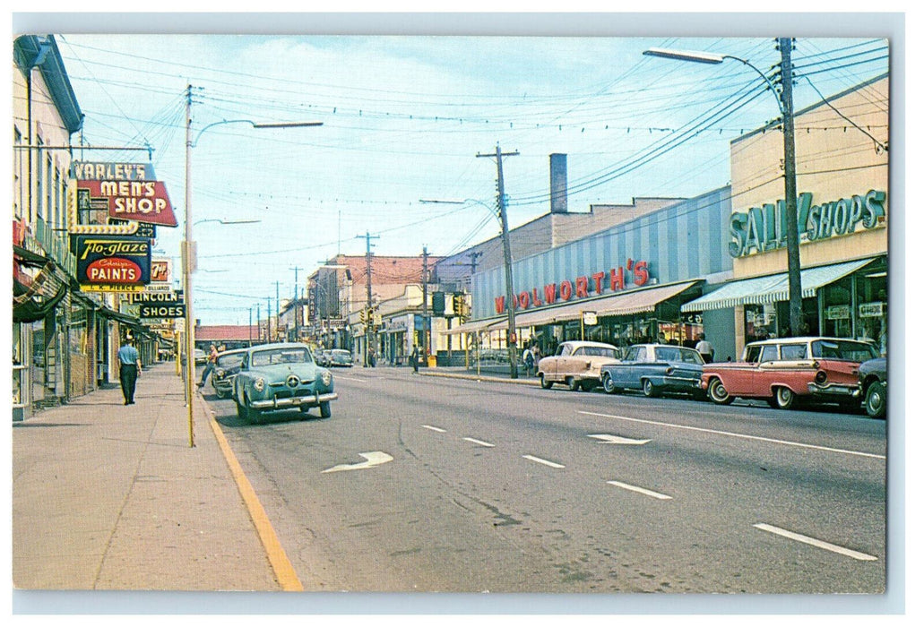 c1960's Paint Shop, Men's, Shoes, Third Avenue Timmins Ontario Canada Postcard