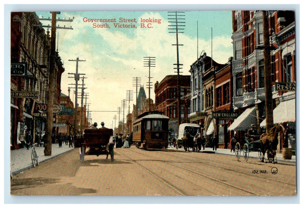 1915 Restaurants, Dentist, Government St. Victoria BC Canada Posted Postcard