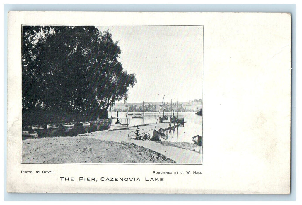 c1905 The Pier Cazenovia Lake Bicycle Canoe Boat Buffalo New York NY Postcard