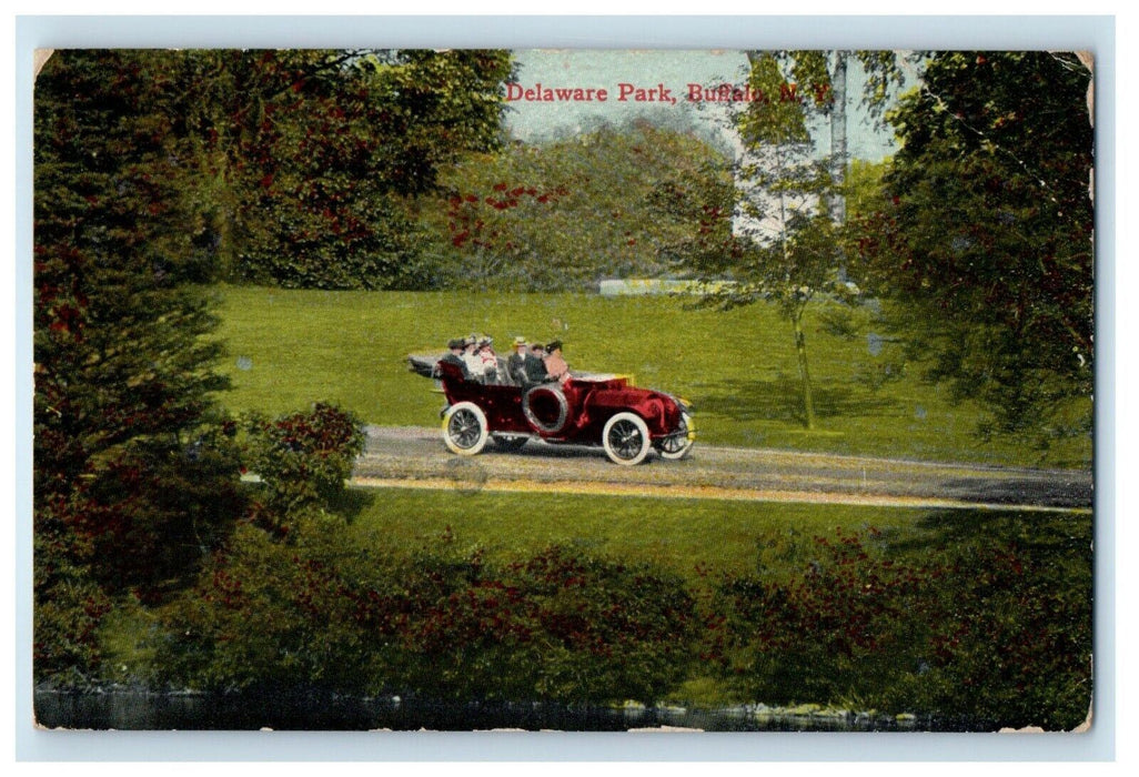 1911 Delaware Park Scene Car Buffalo New York NY Posted Antique Postcard