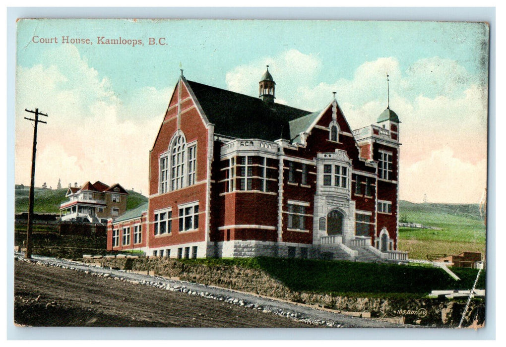 1913 Court House, Kamloops British Columbia, Canada Antique Postcard