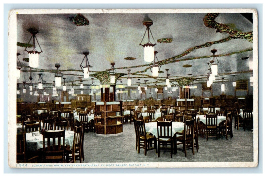 Lower Dining Room Statler's Restaurant Ellicott Square Buffalo NY Postcard