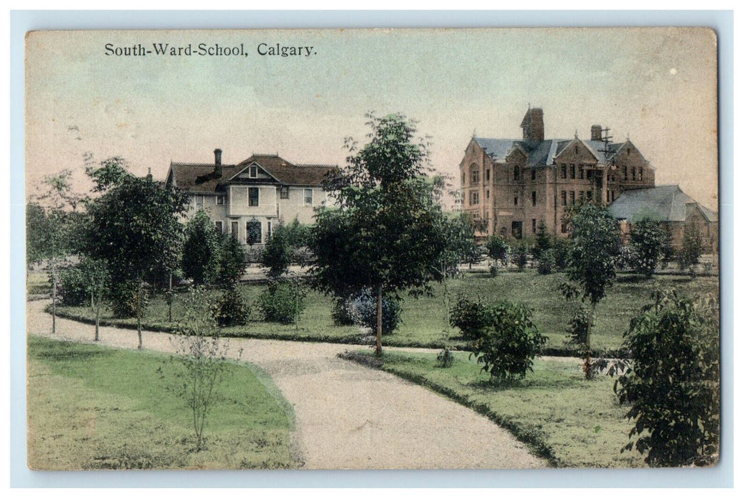 1909 South-Ward-School Calgary, Alberta Canada Antique Posted Postcard