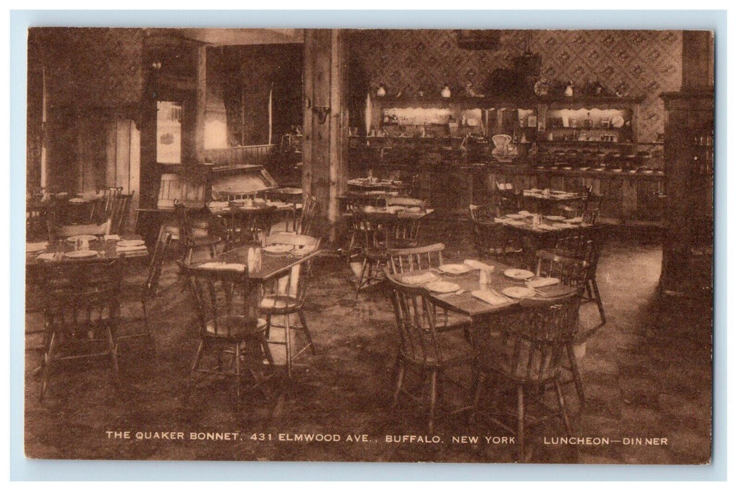 The Quaker Bonnet Restaurant Elmwood Avenue Dining Room Buffalo NY Postcard
