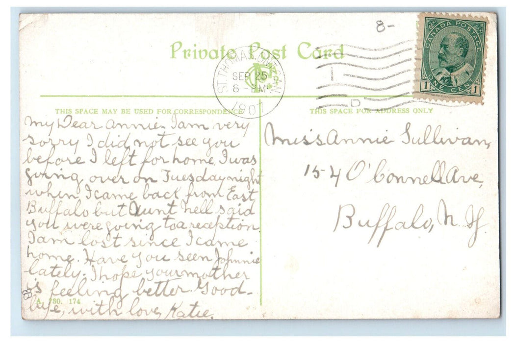 1907 Horse Carriage, Trolley Car Talbot Street St Thomas Ontario Canada Postcard