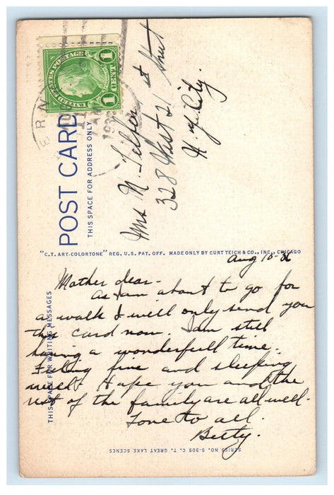 c1930's Greetings From Crystal Lake Middleburg New York NY, Scene Lake Postcard