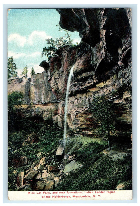 Mine Lot Falls Rock Formation Indian Ladder Helderbergs Meadowdale NY Postcard