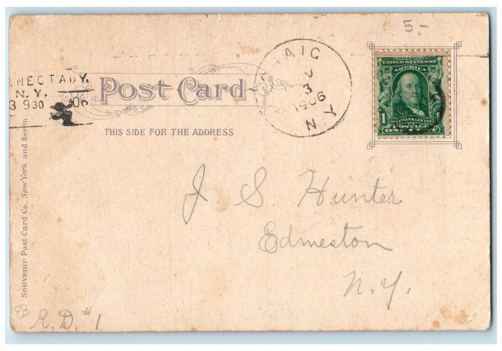 1906 Dock Street, River and Boat Scene, Schenectady NY Craig NY Postcard