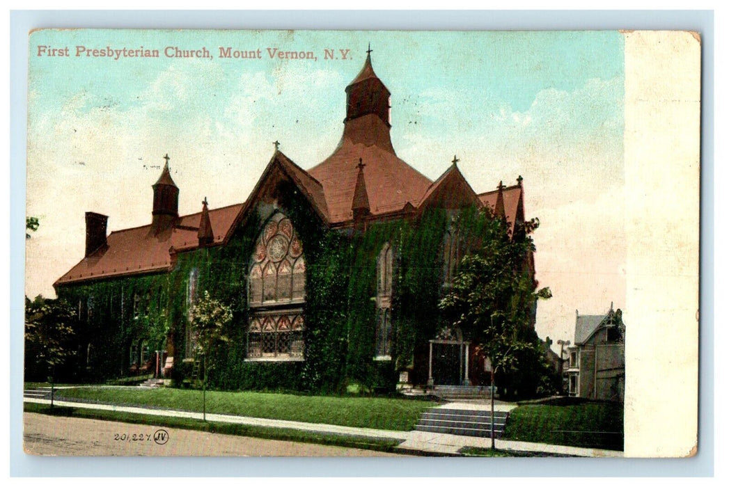 1909 First Presbyterian Church Mount Vernon New York NY Posted Antique Postcard