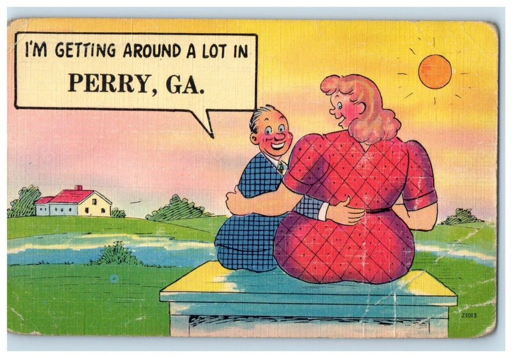 c1910's Girl Big Butt Sun I'm Getting Around A Lot In Perry Georgia GA Postcard