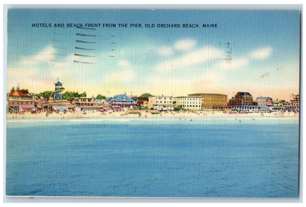 1938 Hotels and Beach Front From The Pier Old Orchard Beach Maine ME Postcard