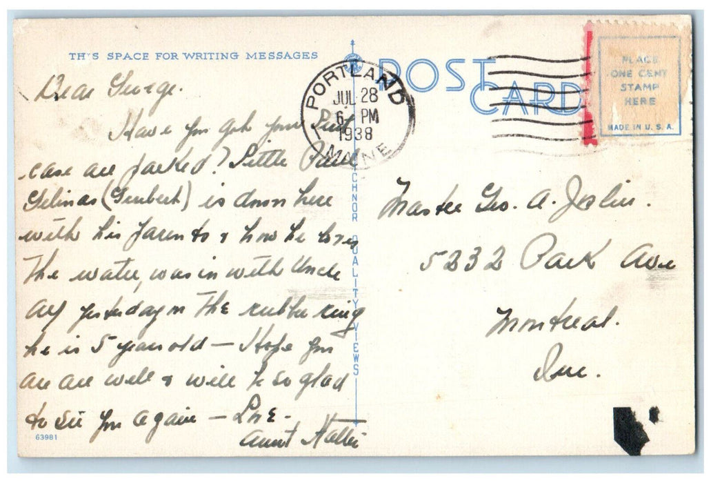 1938 Hotels and Beach Front From The Pier Old Orchard Beach Maine ME Postcard