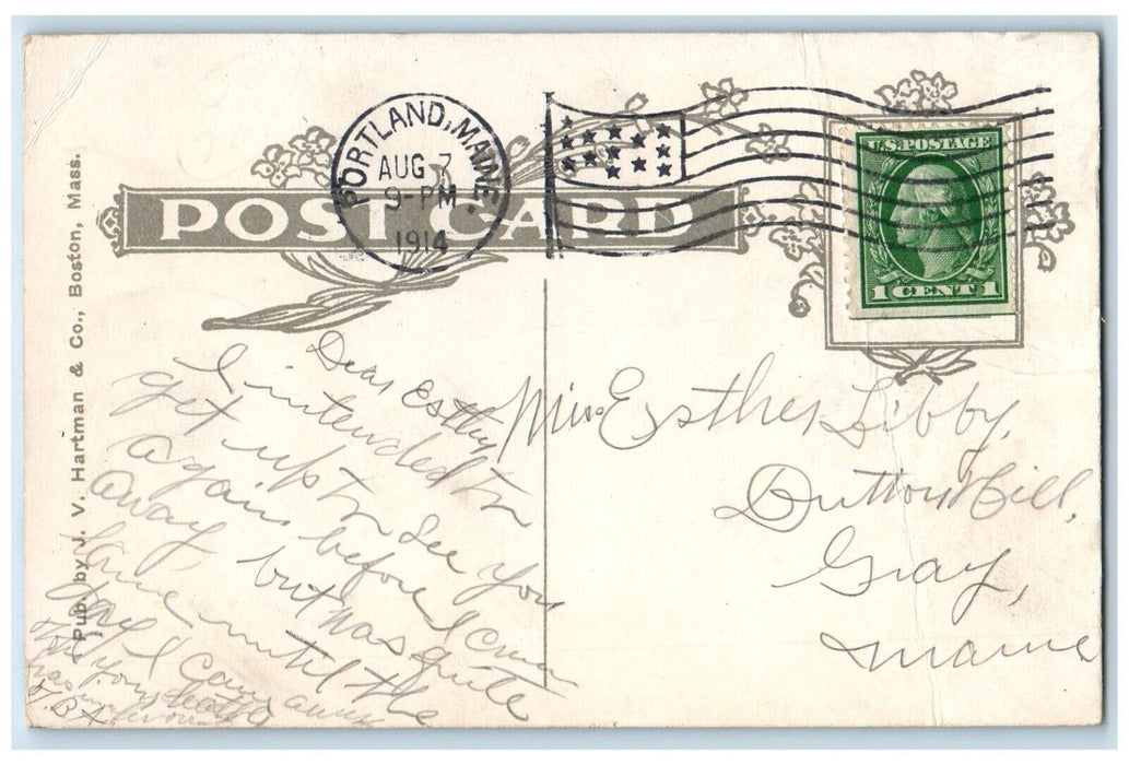 1914 American Flag, Old Orchard House, Old Orchard Beach Maine ME Postcard