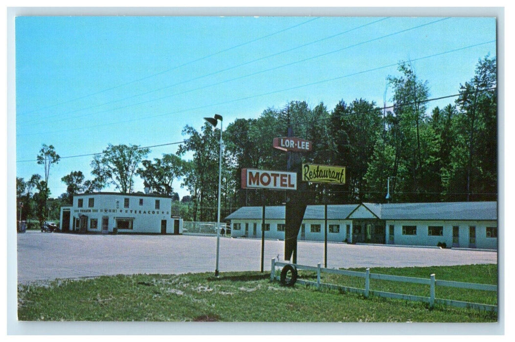 Greetings From Lor-Lee Motel & Texaco Service Station Barrie Ontario Postcard