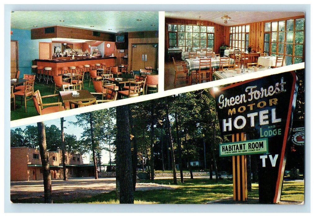 Green Forest Motor Hotel Lodge Dining Room Grand Bend Ontario Canada Postcard