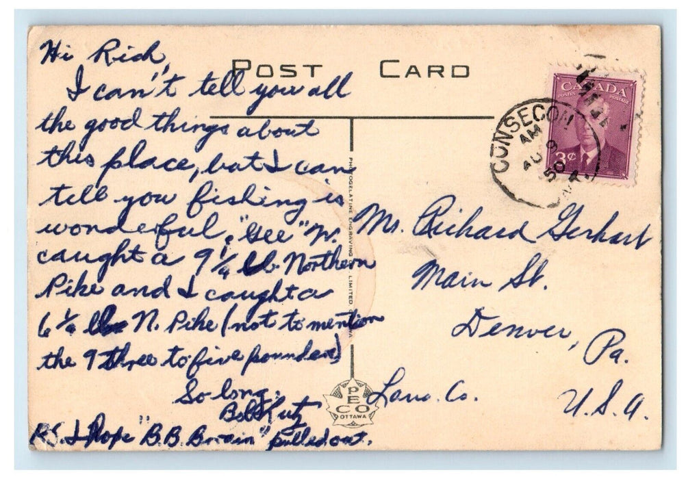 Men's Quarters R. C. A. F. Station Trenton Ontario Canada Vintage Postcard