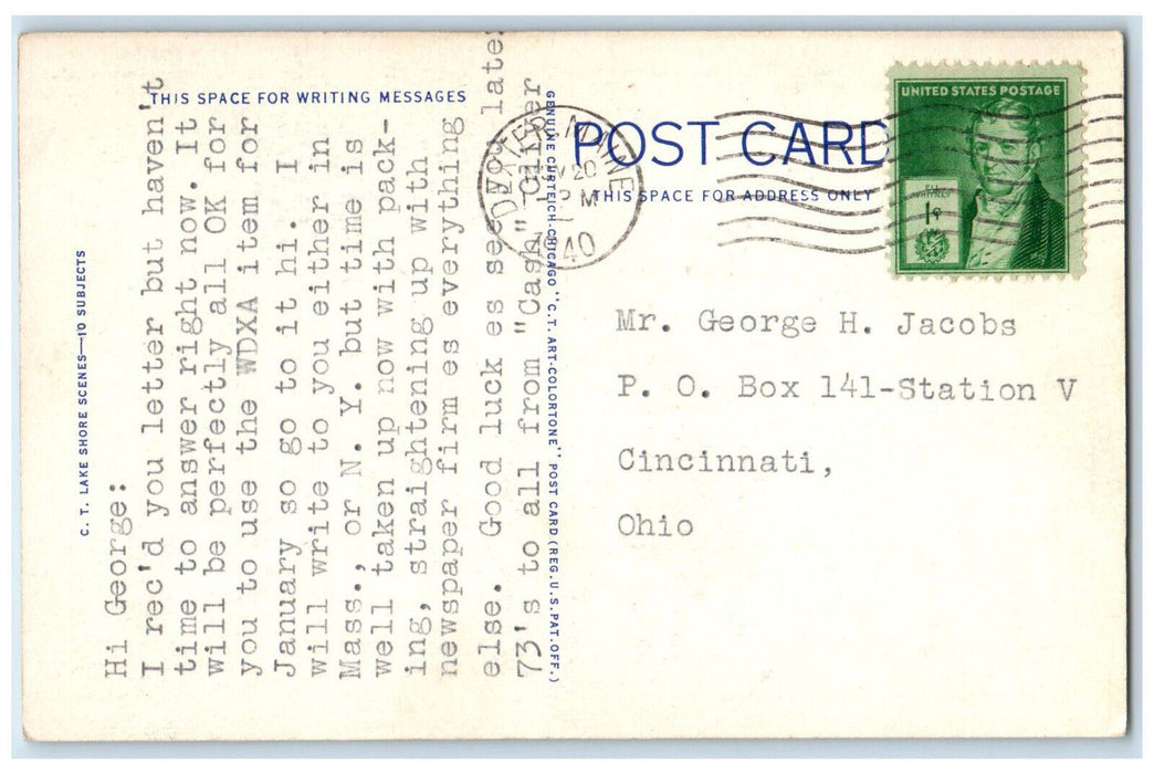 1940 Road Scene, Greetings from Dexter Maine ME Vintage Posted Postcard
