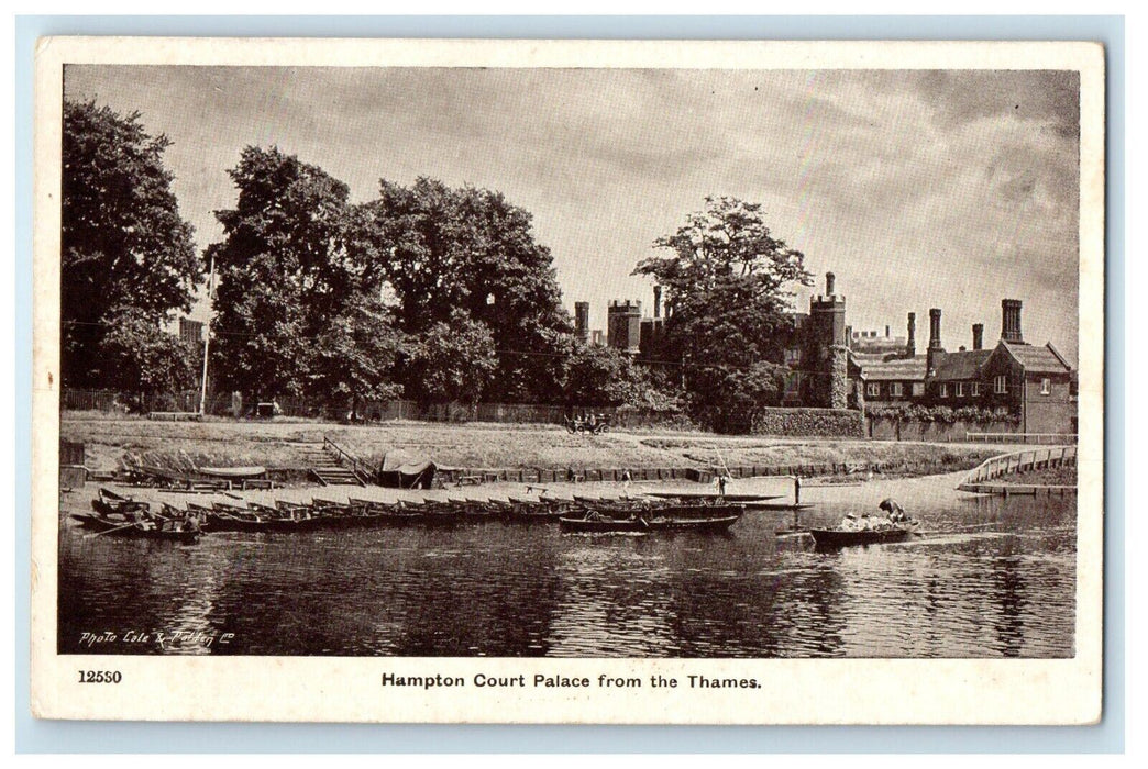 c1905 Hampton Court Palace Boats From Thames London England UK Antique Postcard