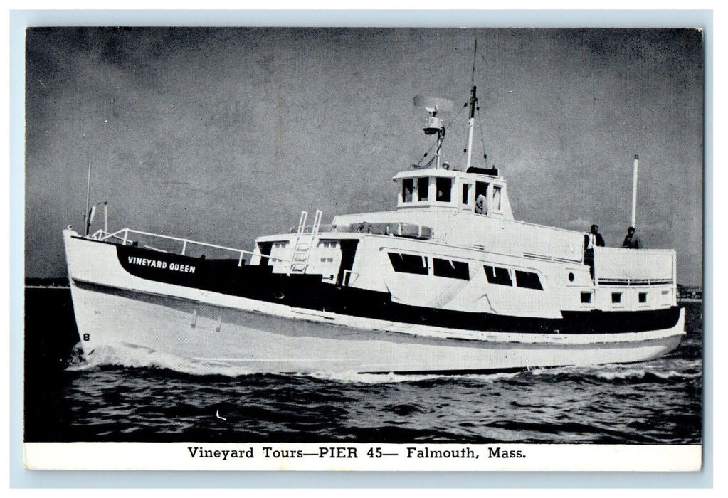 c1940's Vineyard Queen Boat Vineyard Tours Pier 45 Falmouth MA Postcard