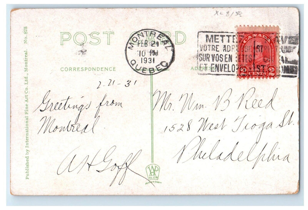 1931 Look Out And Restaurant Mount Royal Horse Riding Montreal Canada Postcard