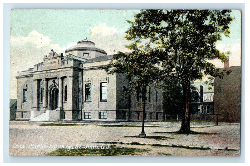 1907 Free Public Library St. John New Brunswick Canada Antique Postcard
