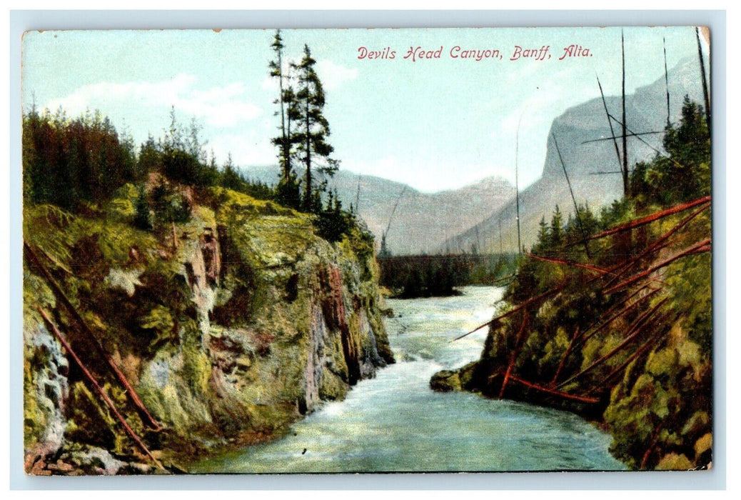 c1910's View Of Devil's Head Canyon Banff Alta Canada Unposted Antique Postcard
