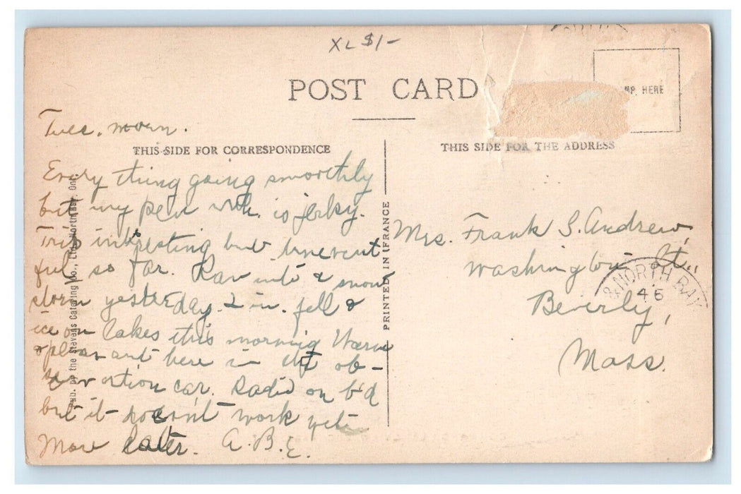 c1930's Commando Lake View Canoeing Cochrane Ontario Canada Vintage Postcard