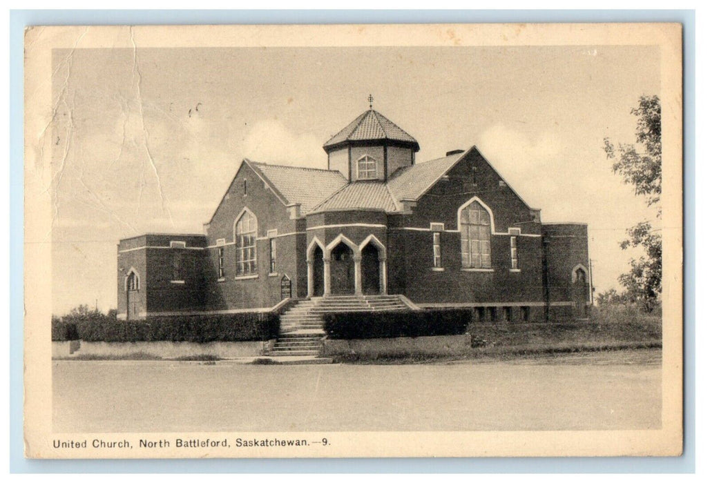 United Church Street View North Battleford Saskatchewan Canada Posted Postcard