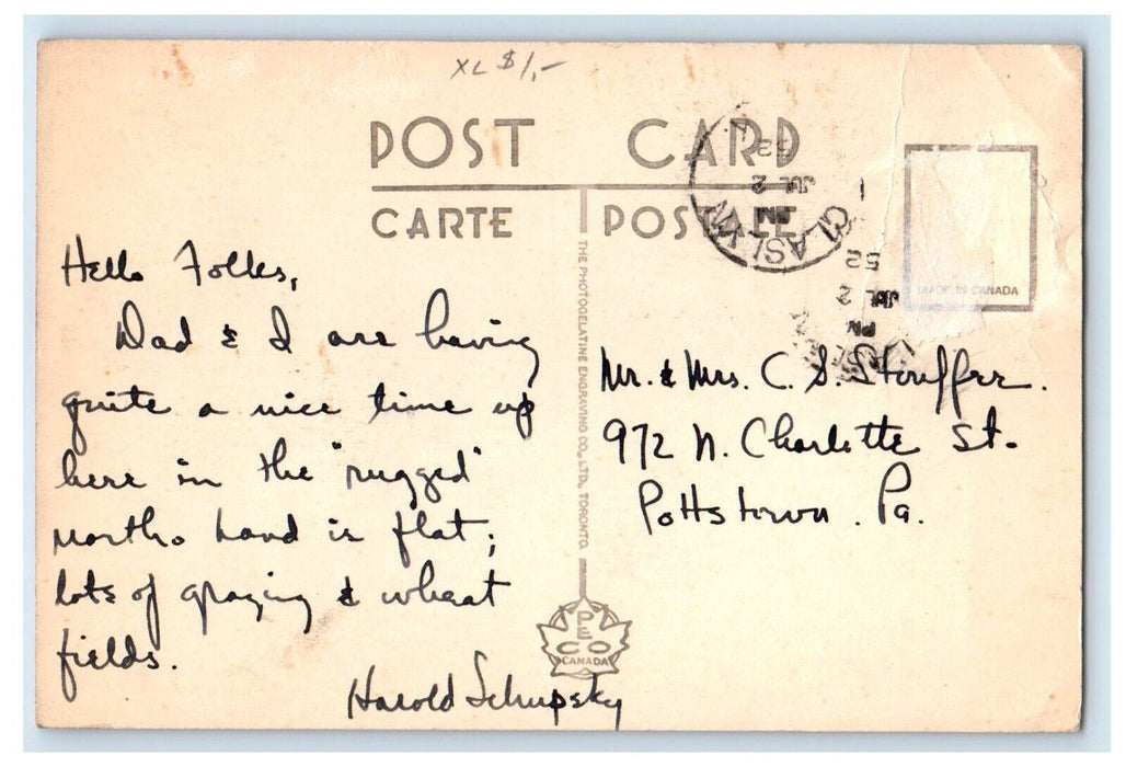 United Church Street View North Battleford Saskatchewan Canada Posted Postcard