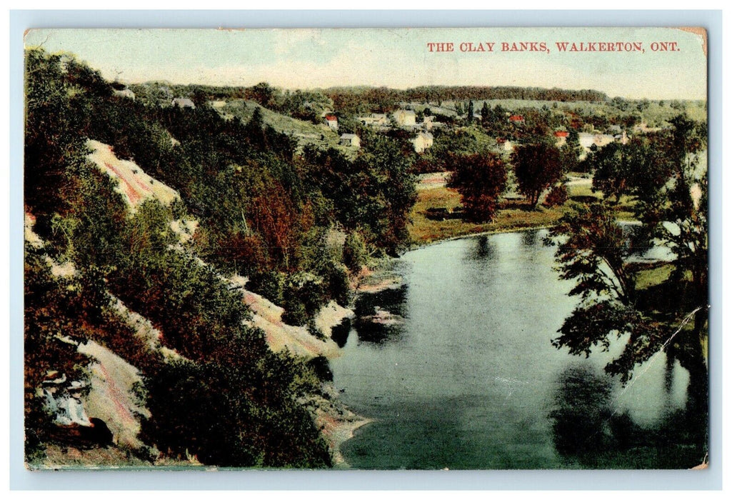 c1910's View Of The Clay Banks Walkerton Ontario Canada Posted Antique Postcard