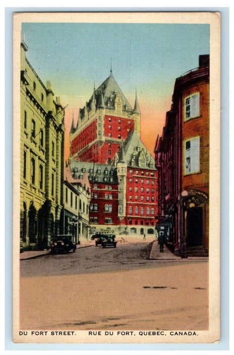 c1910's Du Fort Street Rue Du Fort Quebec Canada, Street View Cars Postcard