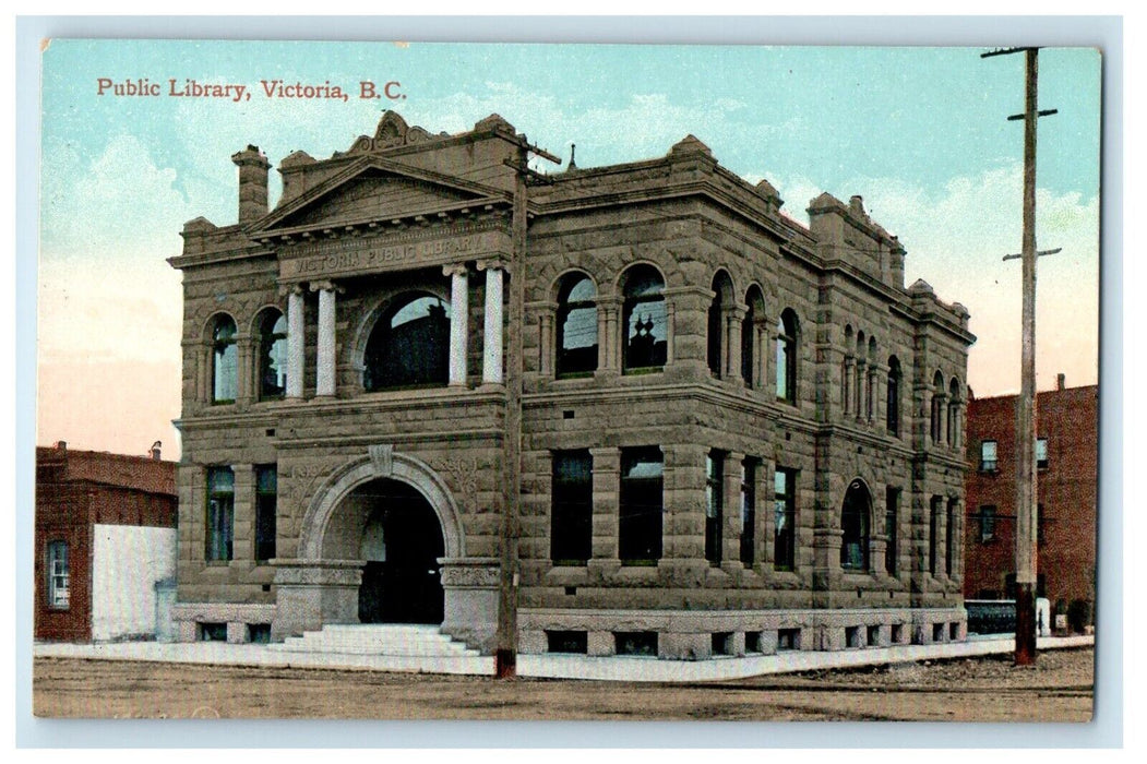 c1910's Public Library Victoria British Of Columbia Canada Antique Postcard