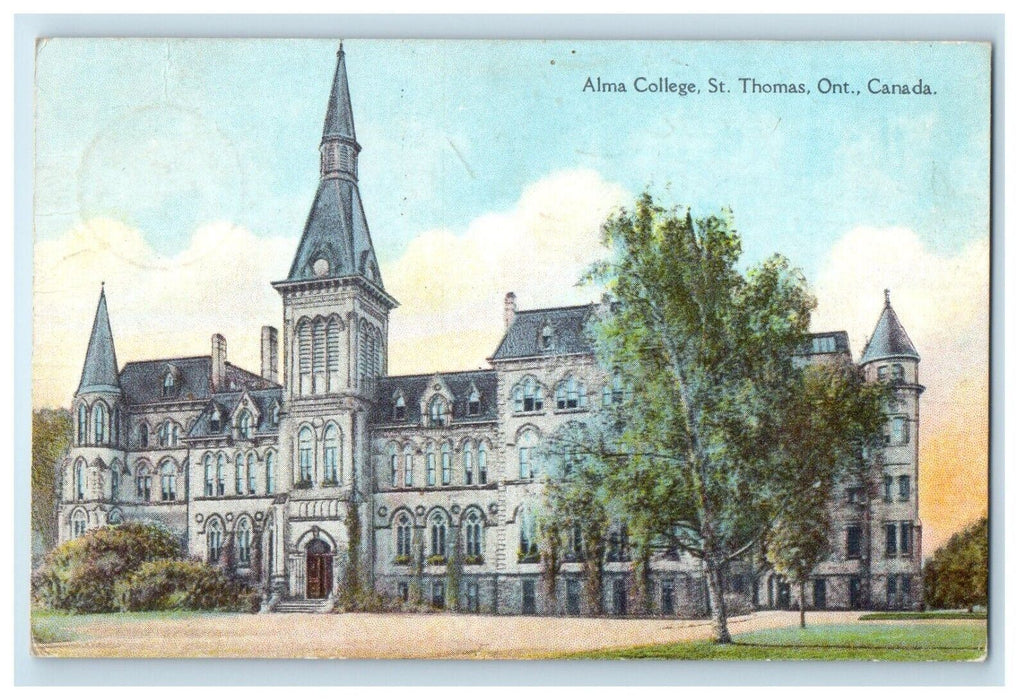 c1930's Alma College Building Campus St. Thomas Ontario Canada Vintage Postcard