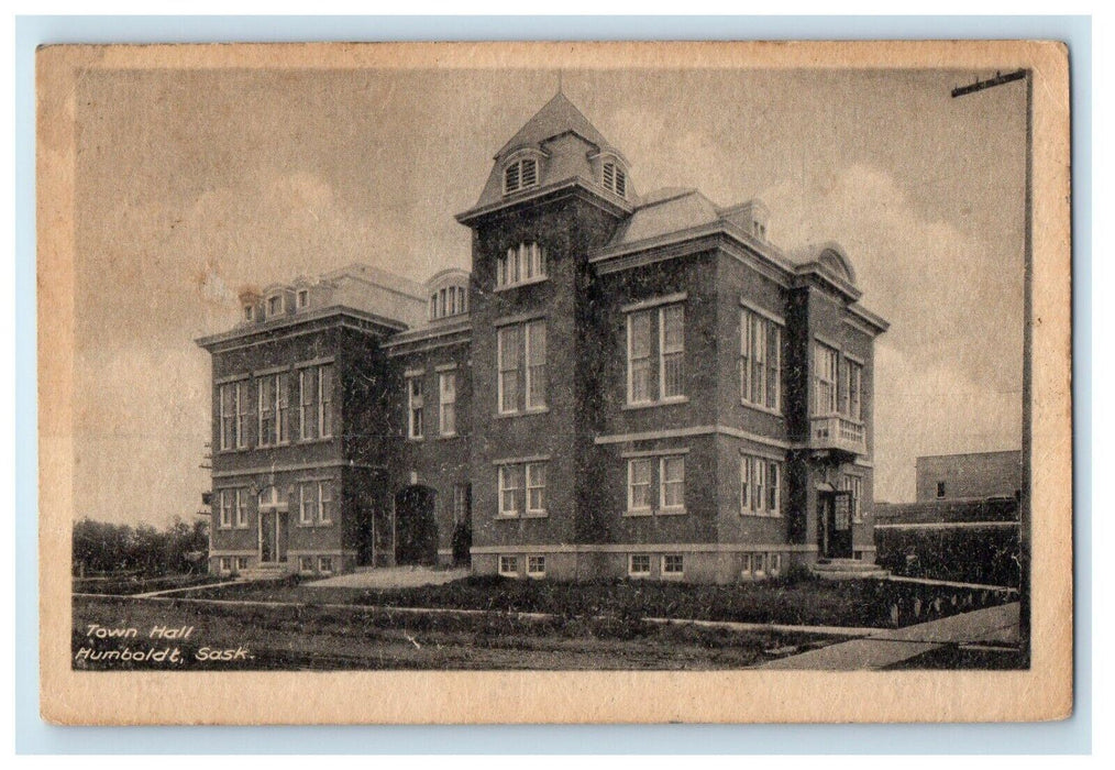 c1910's Town Hall Building Humboldt Saskatchewan Canada Posted Antique Postcard