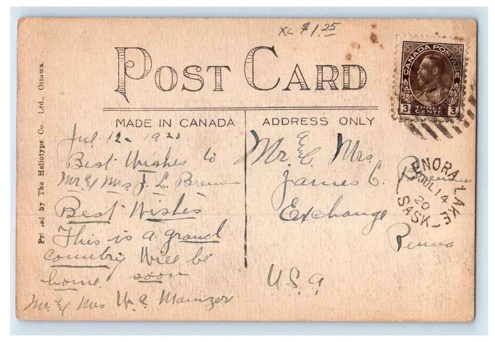 c1910's Town Hall Building Humboldt Saskatchewan Canada Posted Antique Postcard