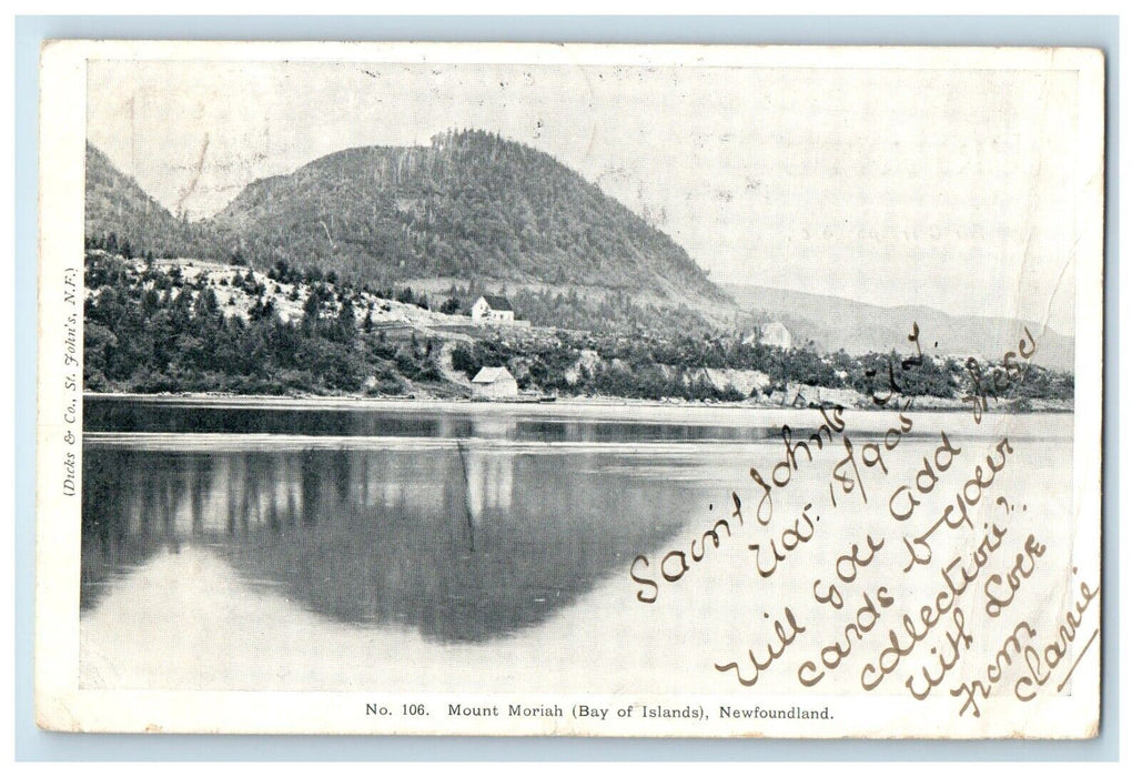c1910's View Of Mount Moriah Bay Of Islands Newfoundland Canada Postcard