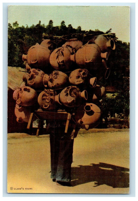 1941 Pottery Carrier Totonicapan Guatemala Central America Vintage Postcard