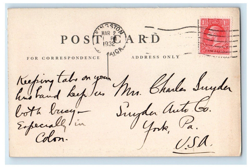 1932 Myrtel Bank Hotel Gardens Kingston Jamaica B. W. I. Posted Vintage Postcard