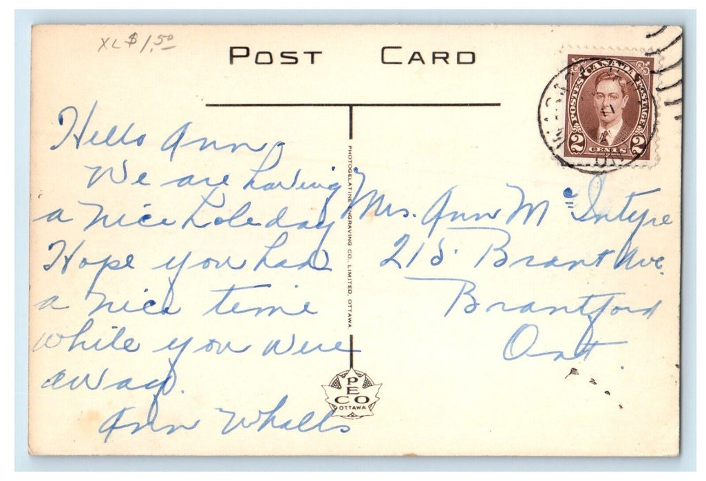 c1940's Hotel Breakers Wasaga Beach Ontario Canada Posted Vintage Postcard