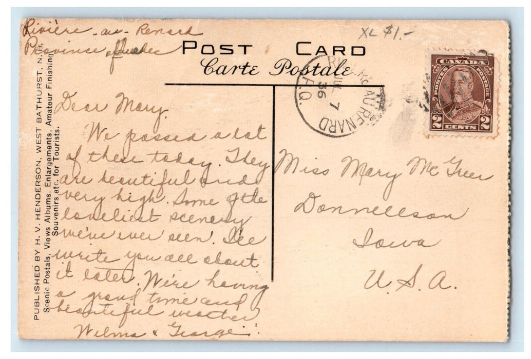 Falaises Cliff Formations At Cap Gros Morne P. Q. Canada, Road Car Postcard
