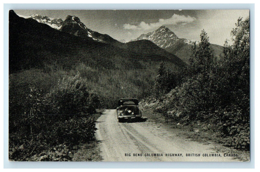 Big Bend Columbia Highway Car British Columbia Canada Unposted Vintage Postcard