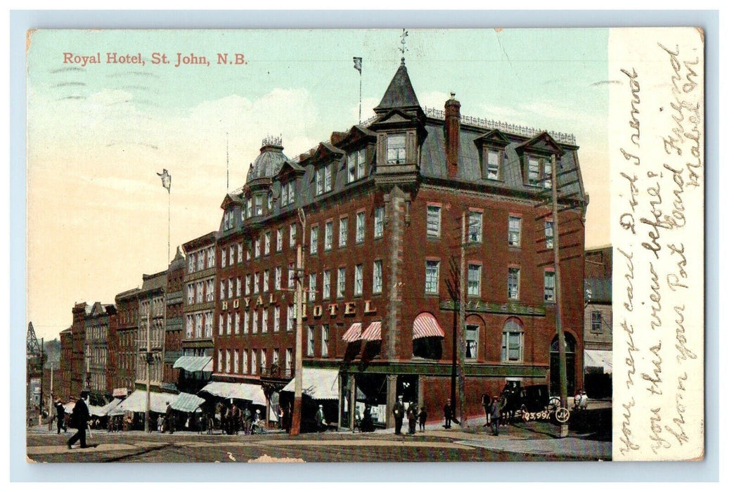 1910 Royal Hotel Building Stores St. John New Brunswick Canada Antique Postcard