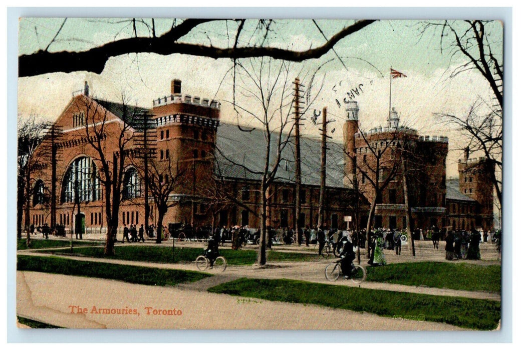 c1905 The Armouries Building Bicycle Street View Toronto Canada Antique Postcard