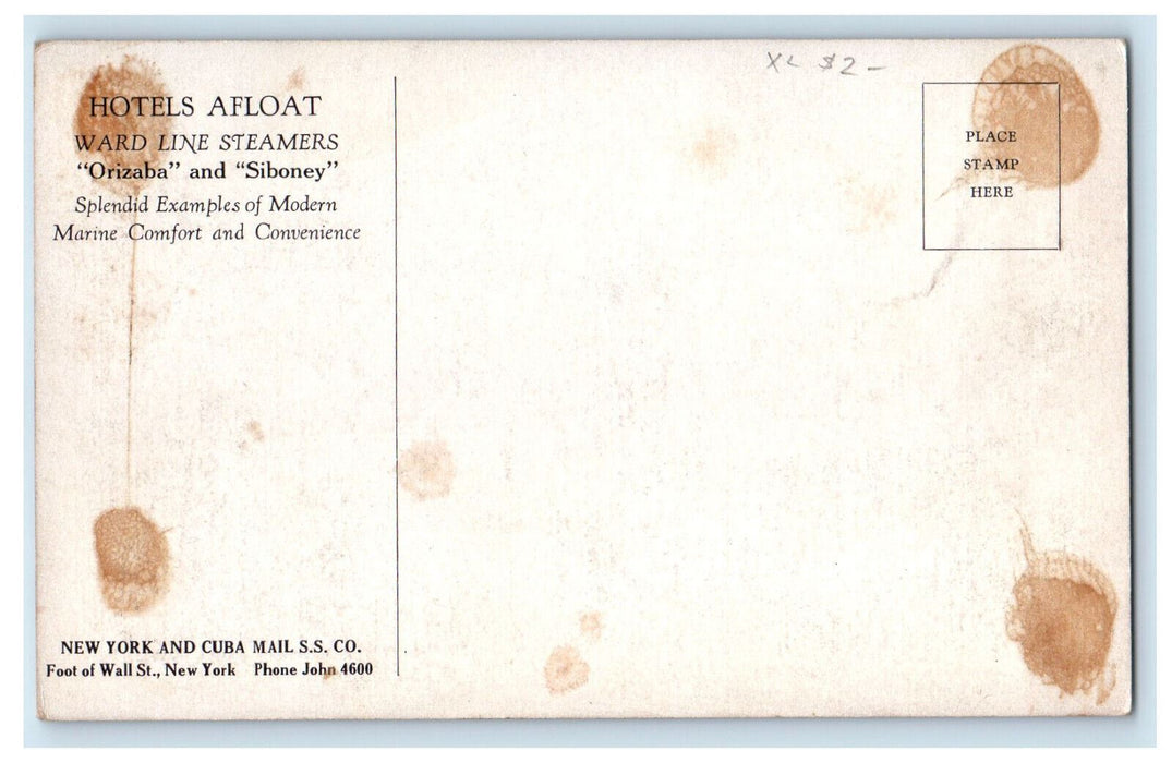 c1910 Luxurious Oil-Burning Steamships "Orizaba" & "Siboney" NY Postcard