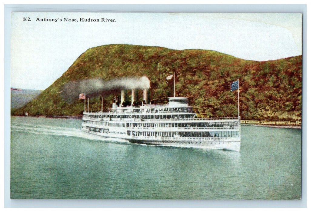 c1910 Washington Irving Ship, Anthony's Nose Hudson River New York NY Postcard