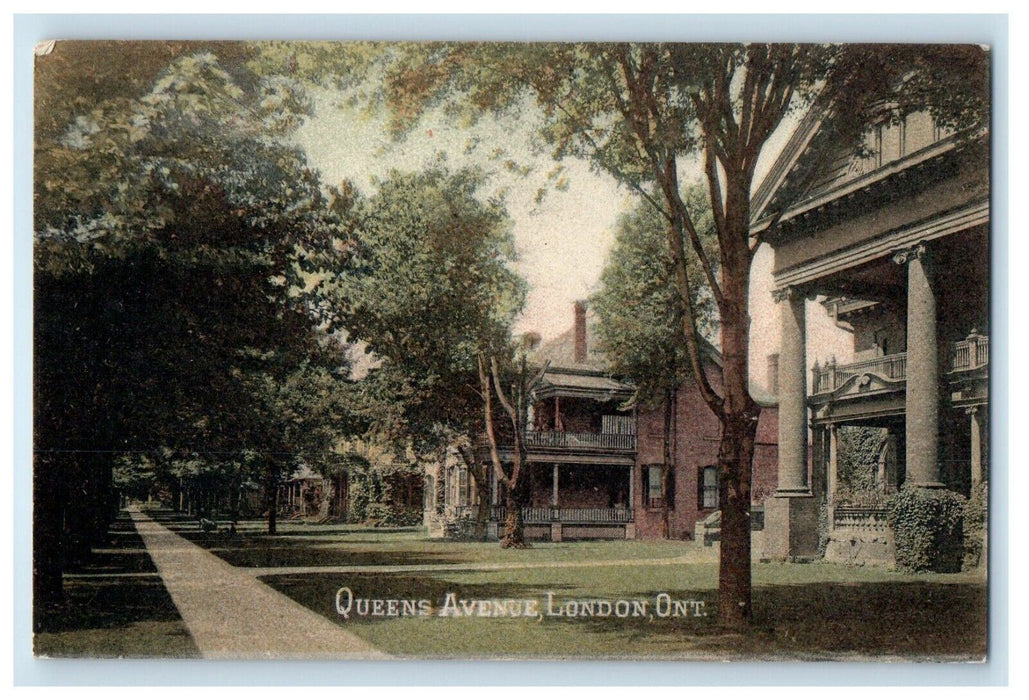 1906 Queens Avenue Road Houses London Ontario Canada Posted Antique Postcard